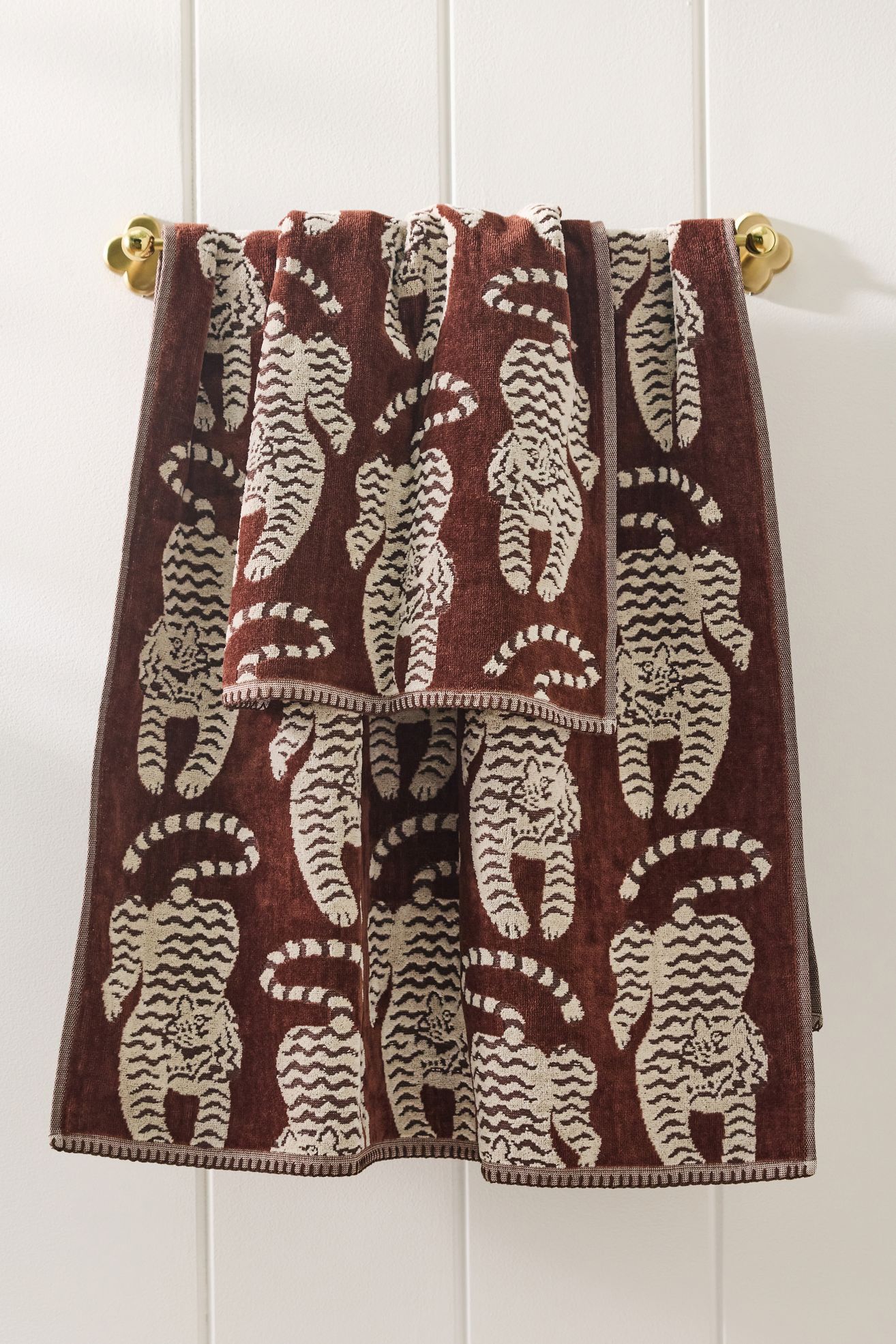 Isa Tiger Cotton Towel Collection - Brown, Hand Towel