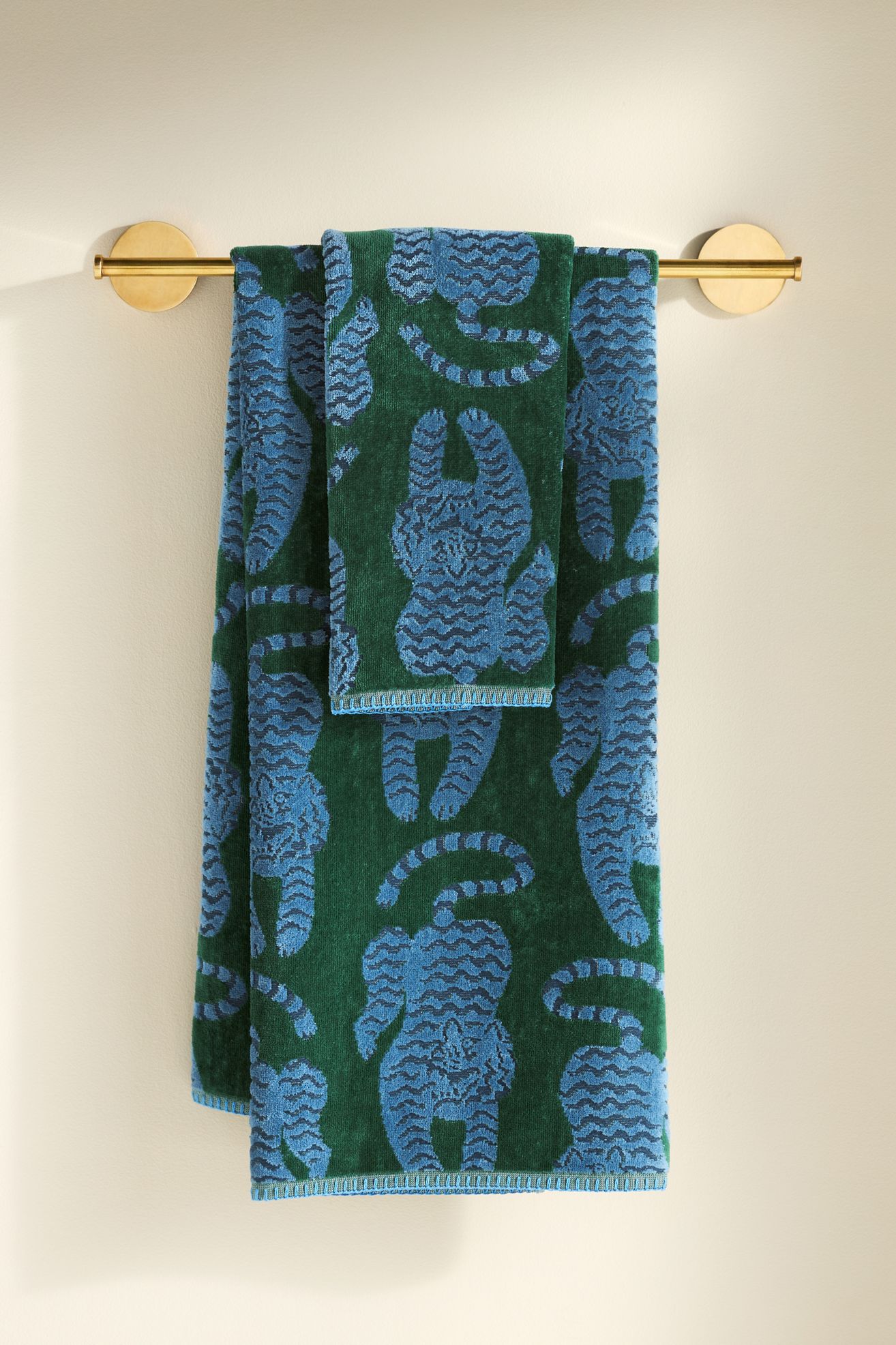 Isa Tiger Cotton Towel Collection - Green, Hand Towel