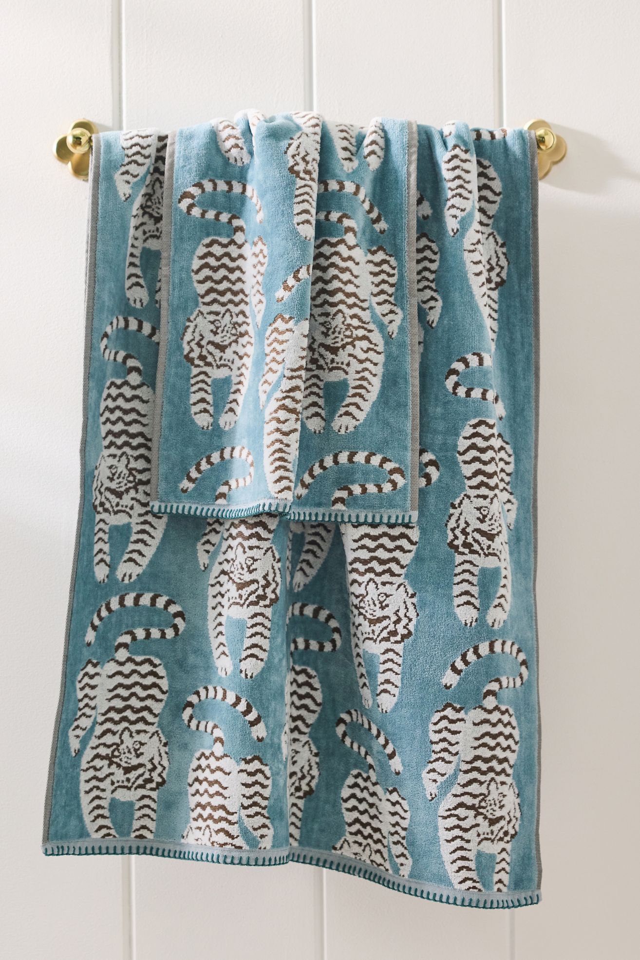 Isa Tiger Cotton Towel Collection - Light Blue, Hand Towel