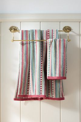 Collection de serviettes tissées à rayures mixtes 100% coton
