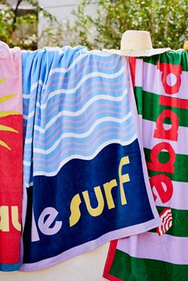 Beach Vibe Text Cotton Beach Towel