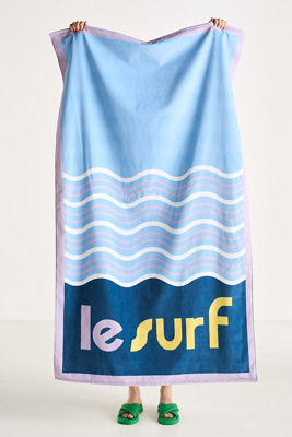 Anthropologie Beach Vibe Text Cotton Beach Towel