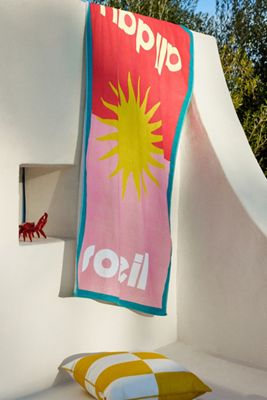 Beach Vibe Text Cotton Beach Towel