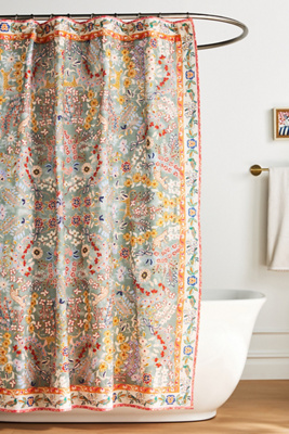 Lacey Organic Cotton Printed Shower Curtain