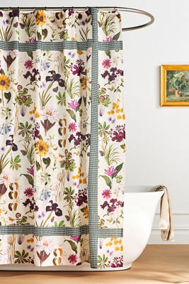 Anthropologie Evie Organic Cotton Printed Shower Curtain In Multicolor