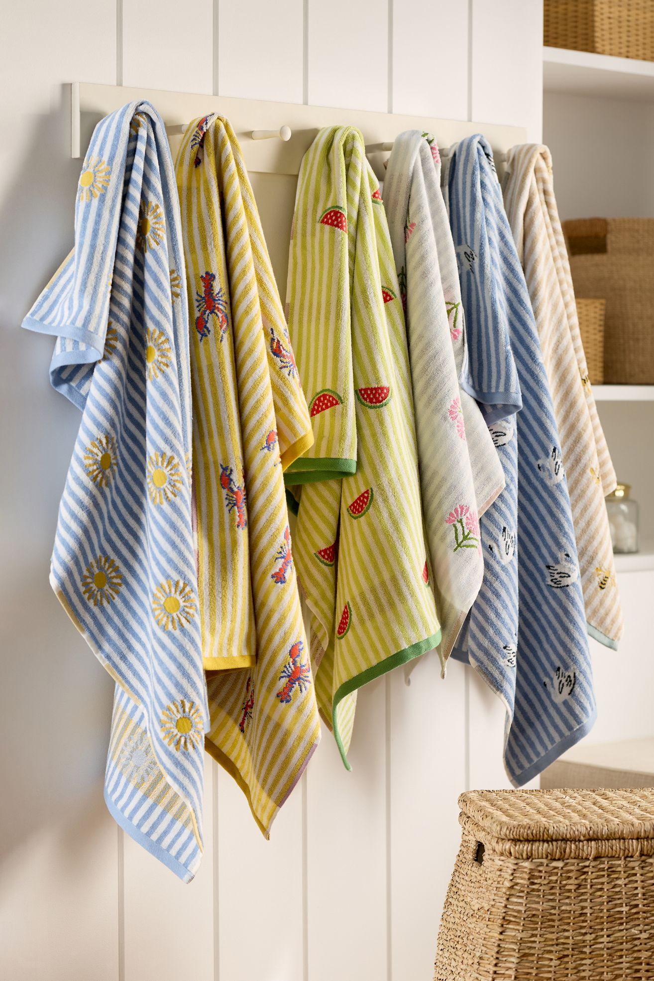 Icon Stripe Cotton Towel Collection - Watermelon, Hand Towel