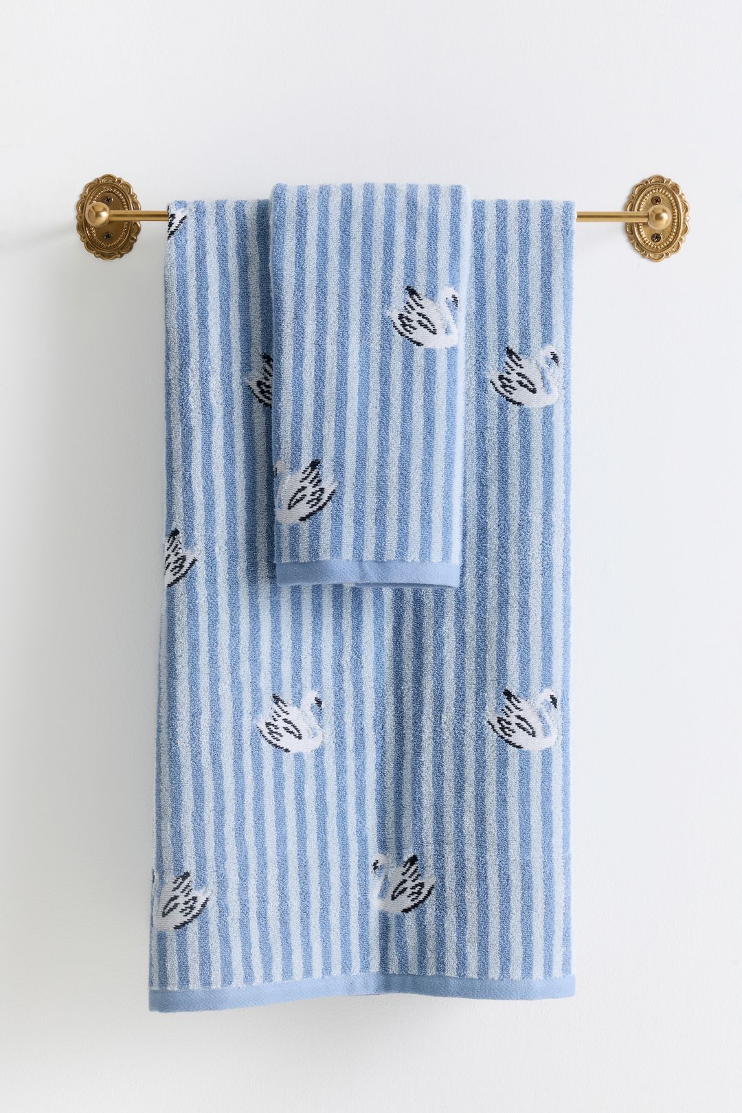 Icon Stripe Cotton Towel Collection - Swan, Standard, Bath Towel
