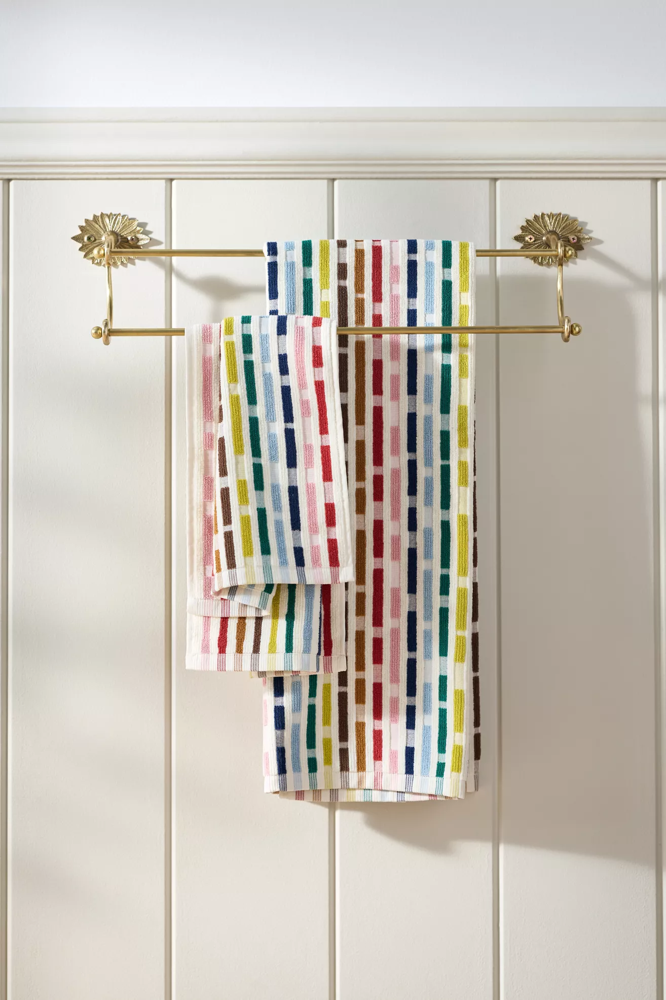 Reina 100% Cotton Rainbow Striped Woven Towel Collection
