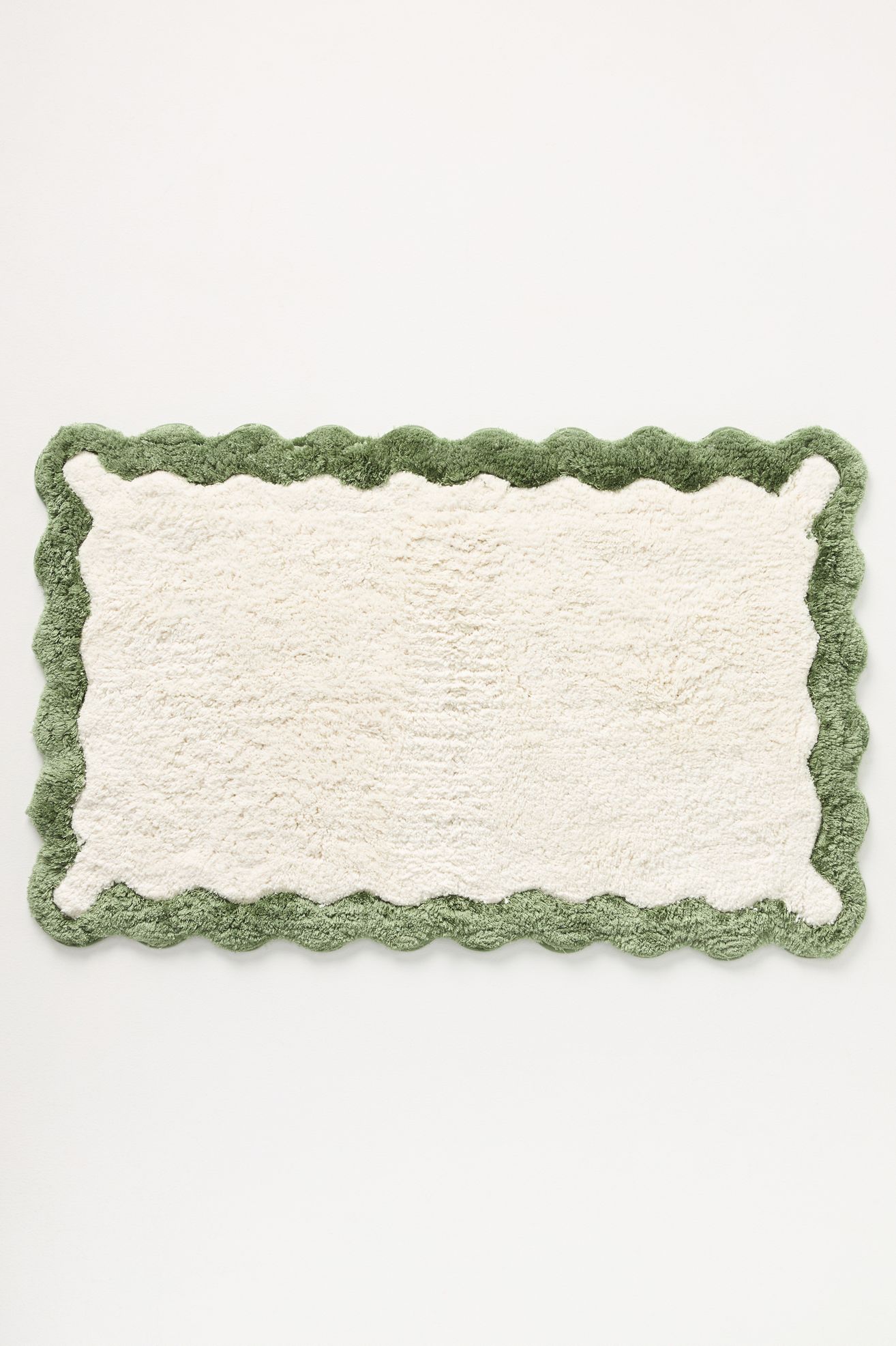 Maeve by Anthropologie Scalloped Cotton Bath Mat - Green, Standard, S