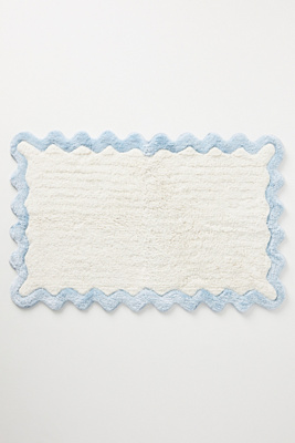 Maeve by Anthropologie Scalloped Cotton Bath Mat - Blue, L
