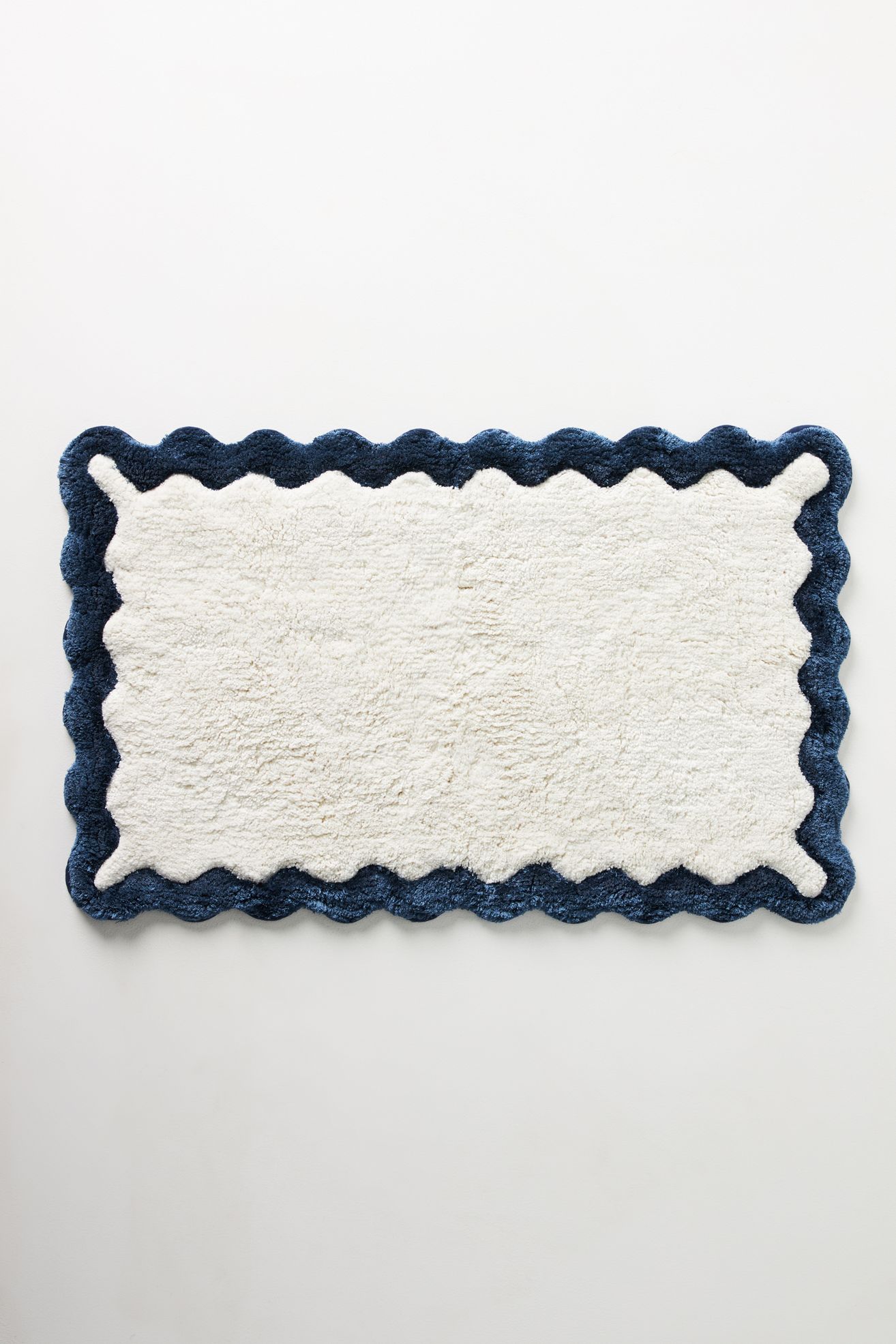 Maeve by Anthropologie Scalloped Cotton Bath Mat - Dark Blue, Standard, L