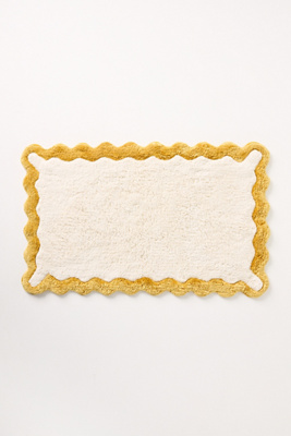 Anthropologie Ernestine Scalloped Bath Mat In Yellow