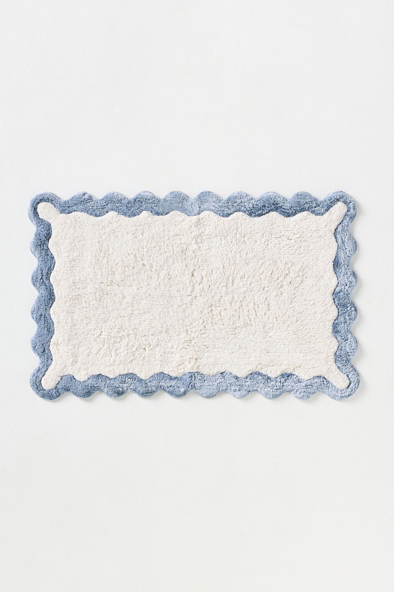 Maeve by Anthropologie Scalloped Cotton Bath Mat - Stone Blue