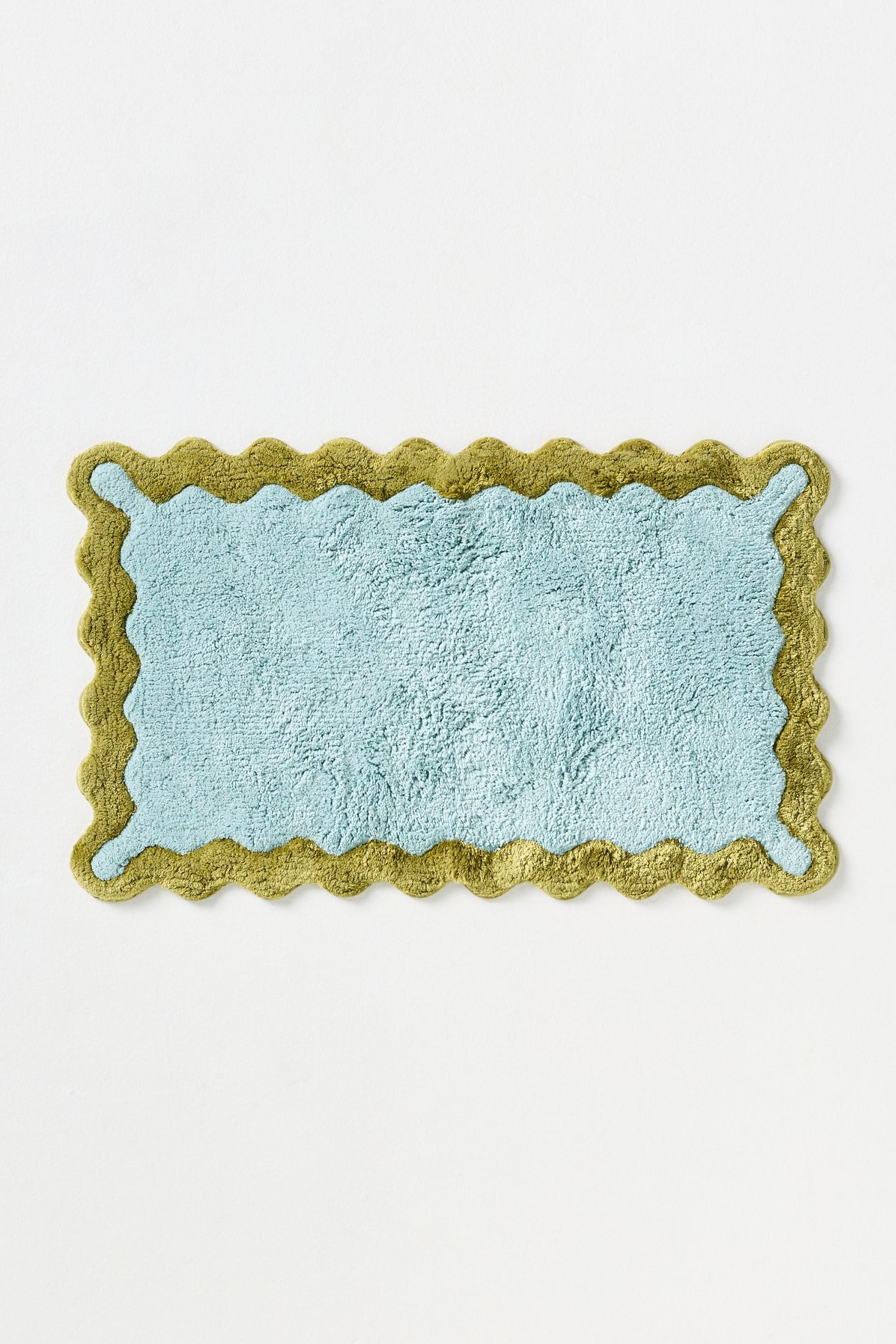 Maeve by Anthropologie Scalloped Cotton Bath Mat - Blue/Green, S
