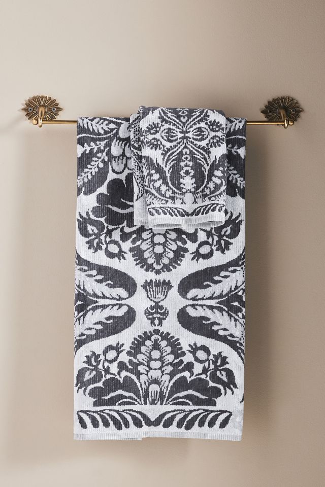 Black Damask Bath Towels, Black Damask, Black Towels, Hand Towels