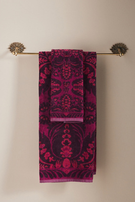 Tova Cotton Velour Towel Collection // Size: Hand Towel, Color: Raspberry
