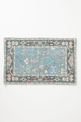 Anthropologie Norse Woven Bath Mat In Blue