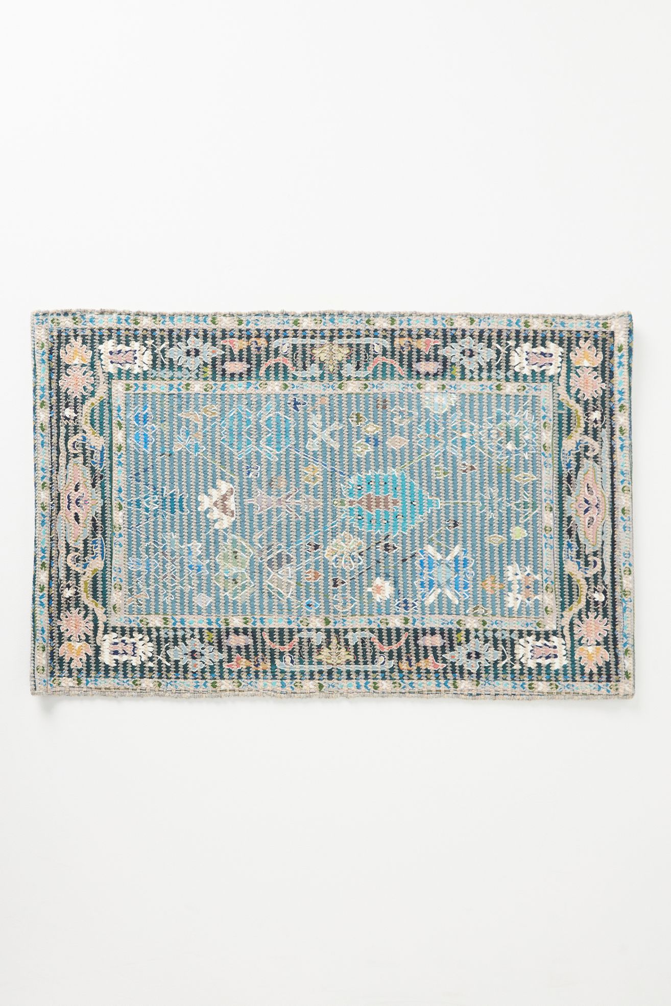 Norse Cotton Printed Bath Mat - Blue, Small