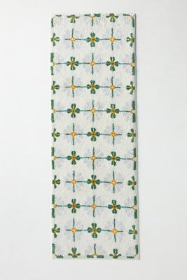 Anthropologie Daisy Tile Tufted Cotton Bath Mat In Blue