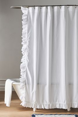 Ruffled Cotton Percale Shower Curtain
