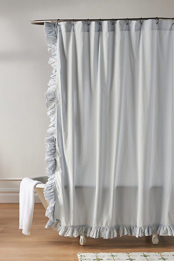 Shop Anthropologie Ruffled Shower Curtain In Blue