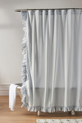 Ruffled Cotton Percale Shower Curtain