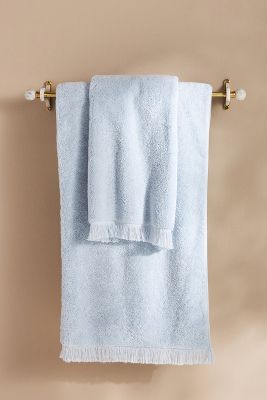 Anthropologie Plush Turkish Cotton Towel Collection In Blue