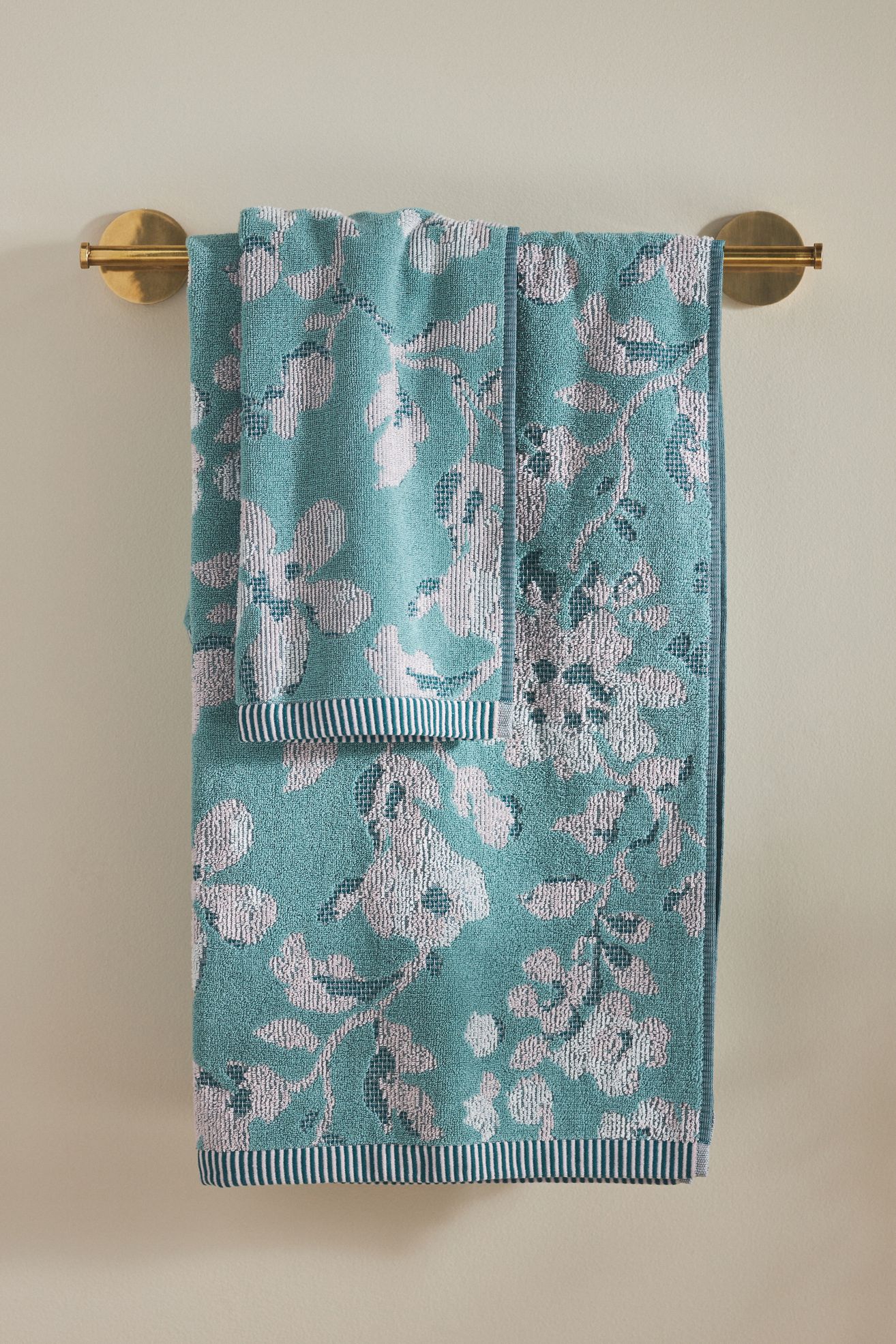 Josephine Floral Cotton Towel Collection - Turquoise, Bath Towel