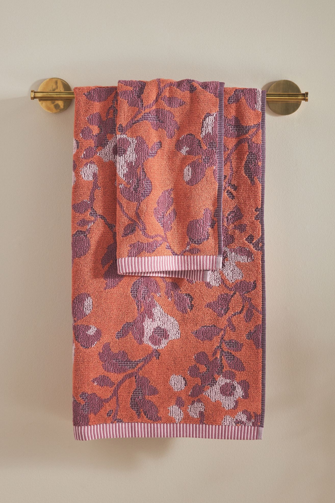 Josephine Floral Cotton Towel Collection - Dark Orange, Bath Towel