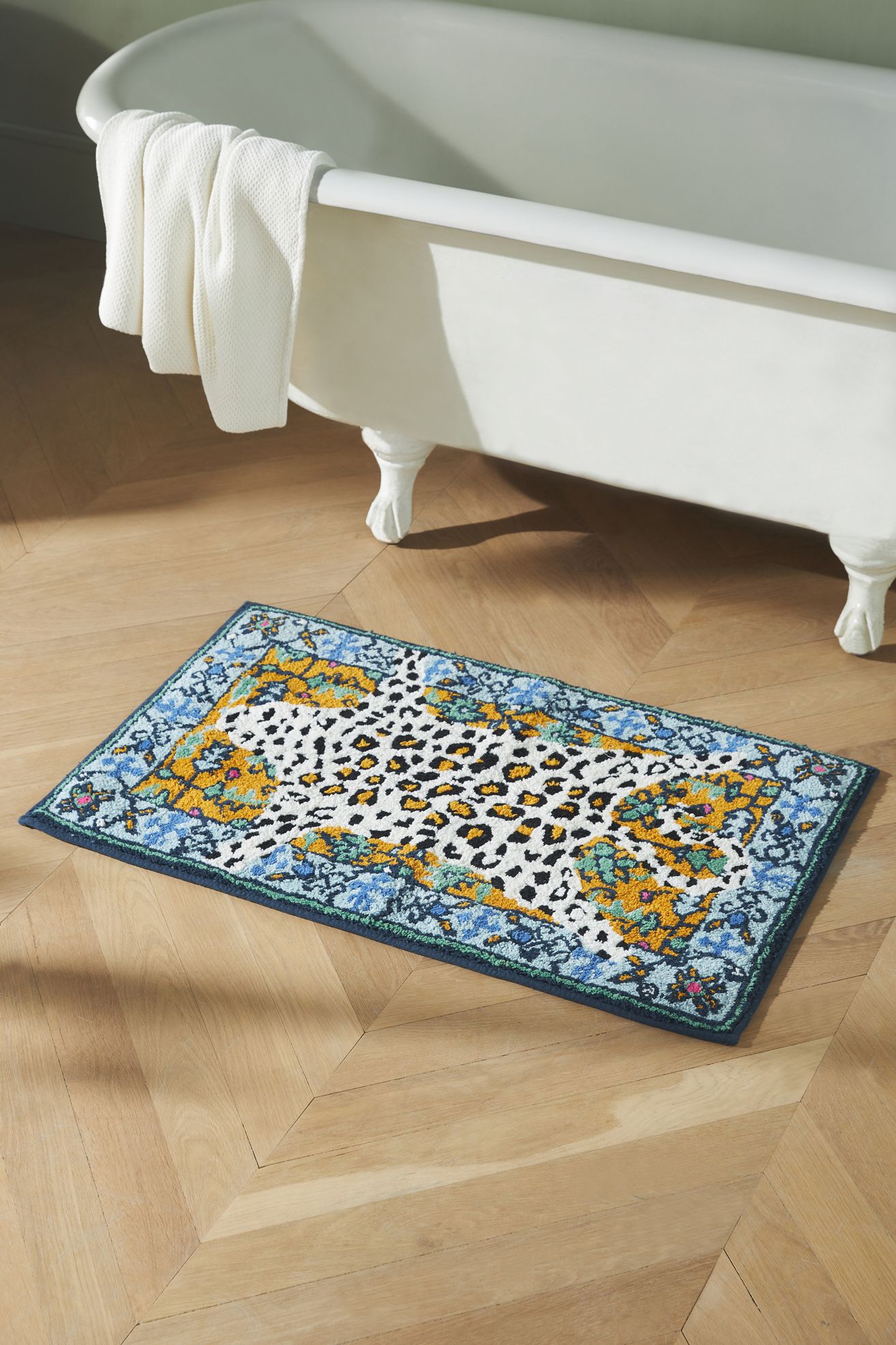 Octavia Tufted Cotton Leopard Bath Mat - Blue, Standard, S