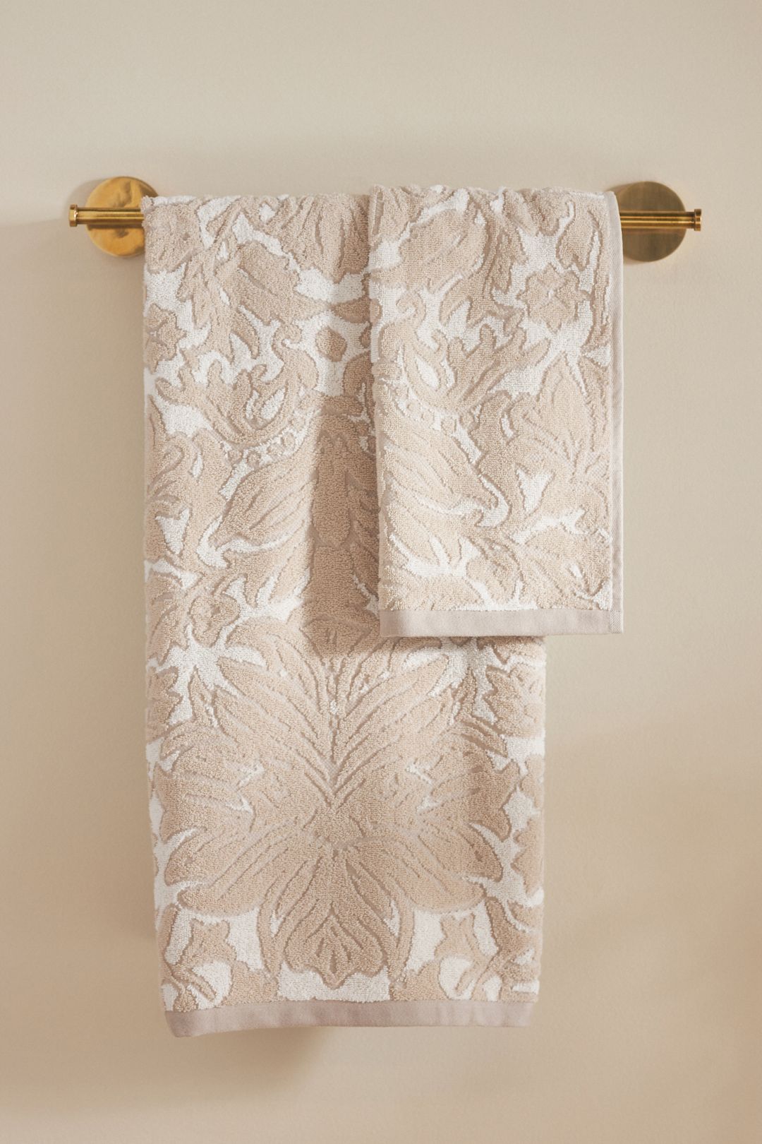 Devon Floral Cotton Towel Collection - Taupe, Standard, Hand Towel