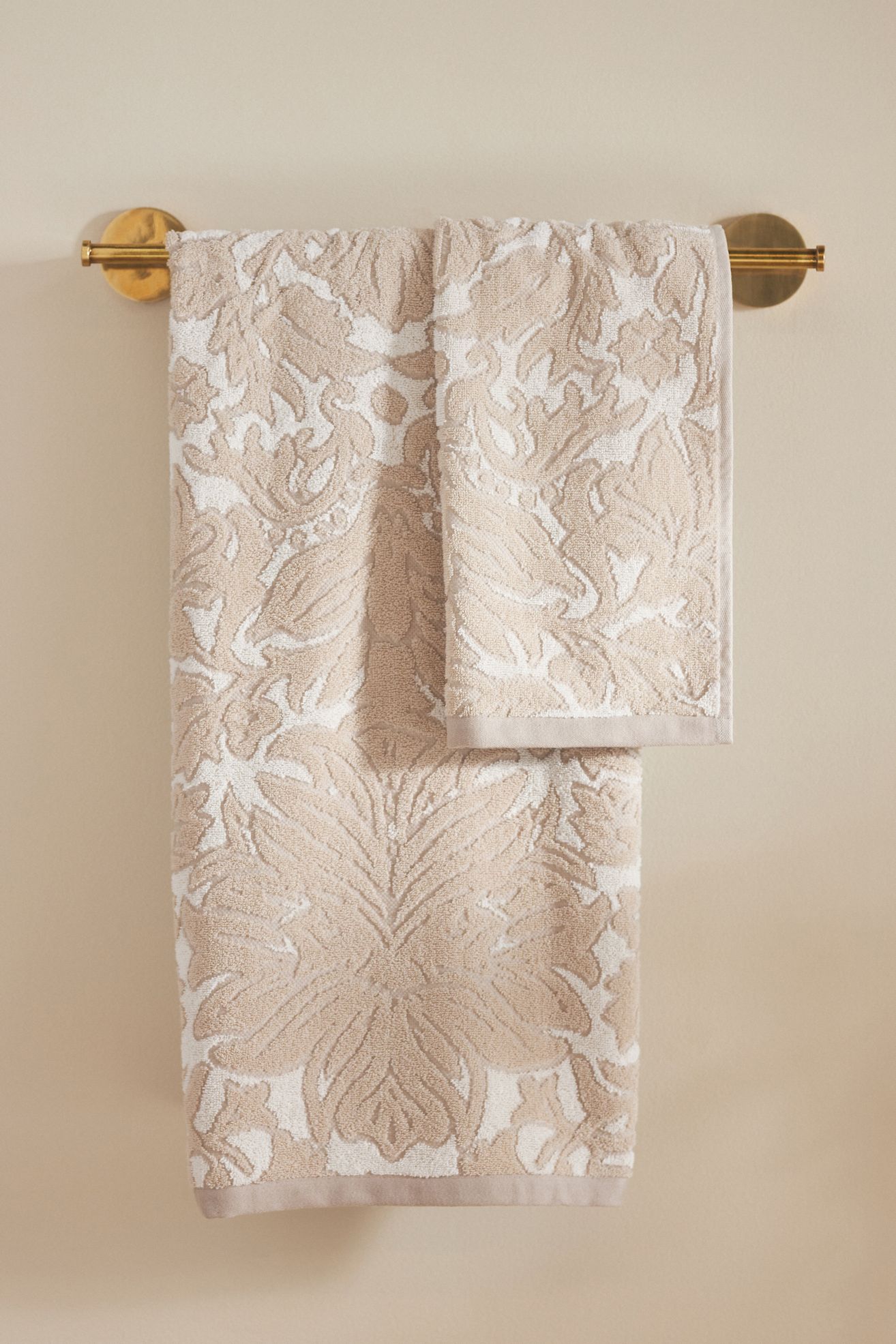 Devon Floral Cotton Towel Collection - Taupe, Hand Towel