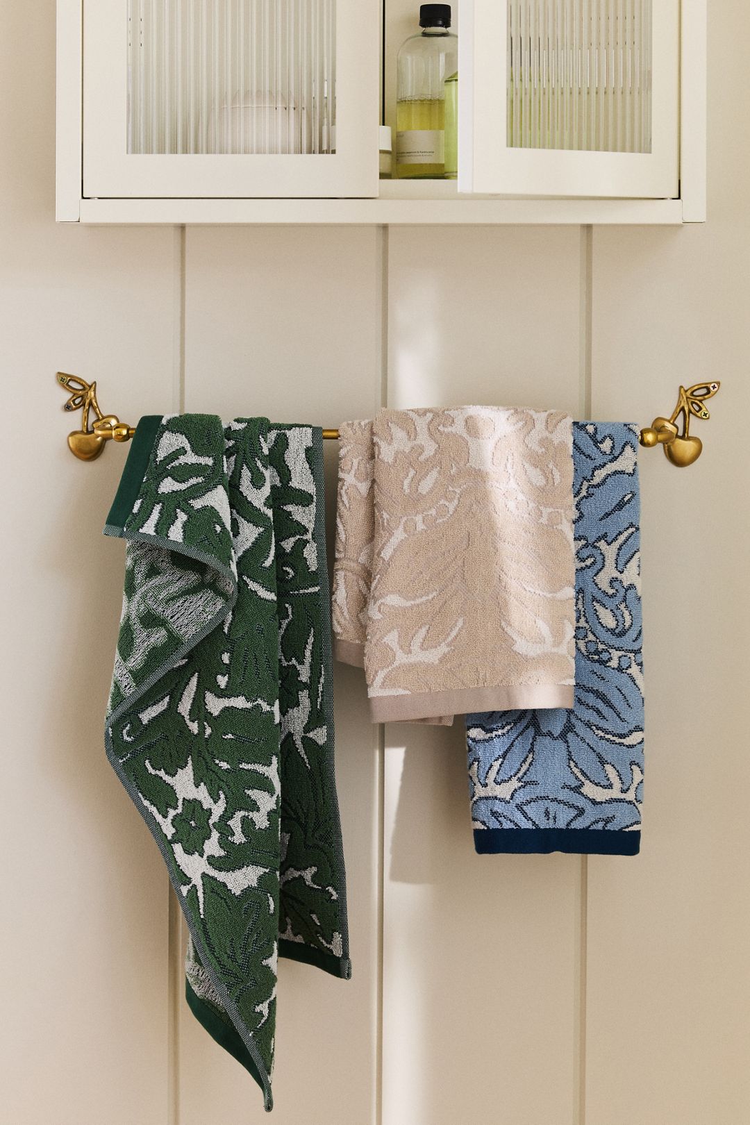 Devon Floral Cotton Towel Collection - Green, Hand Towel