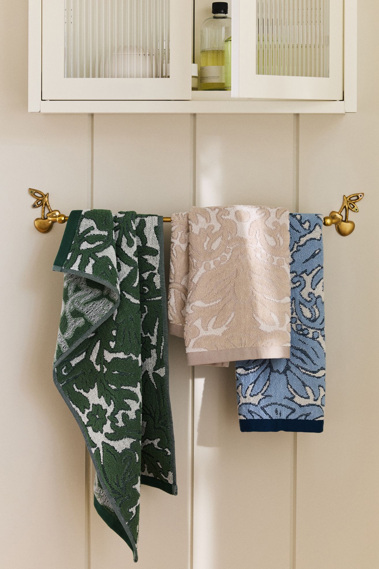Devon Floral Cotton Towel Collection - Green, Hand Towel