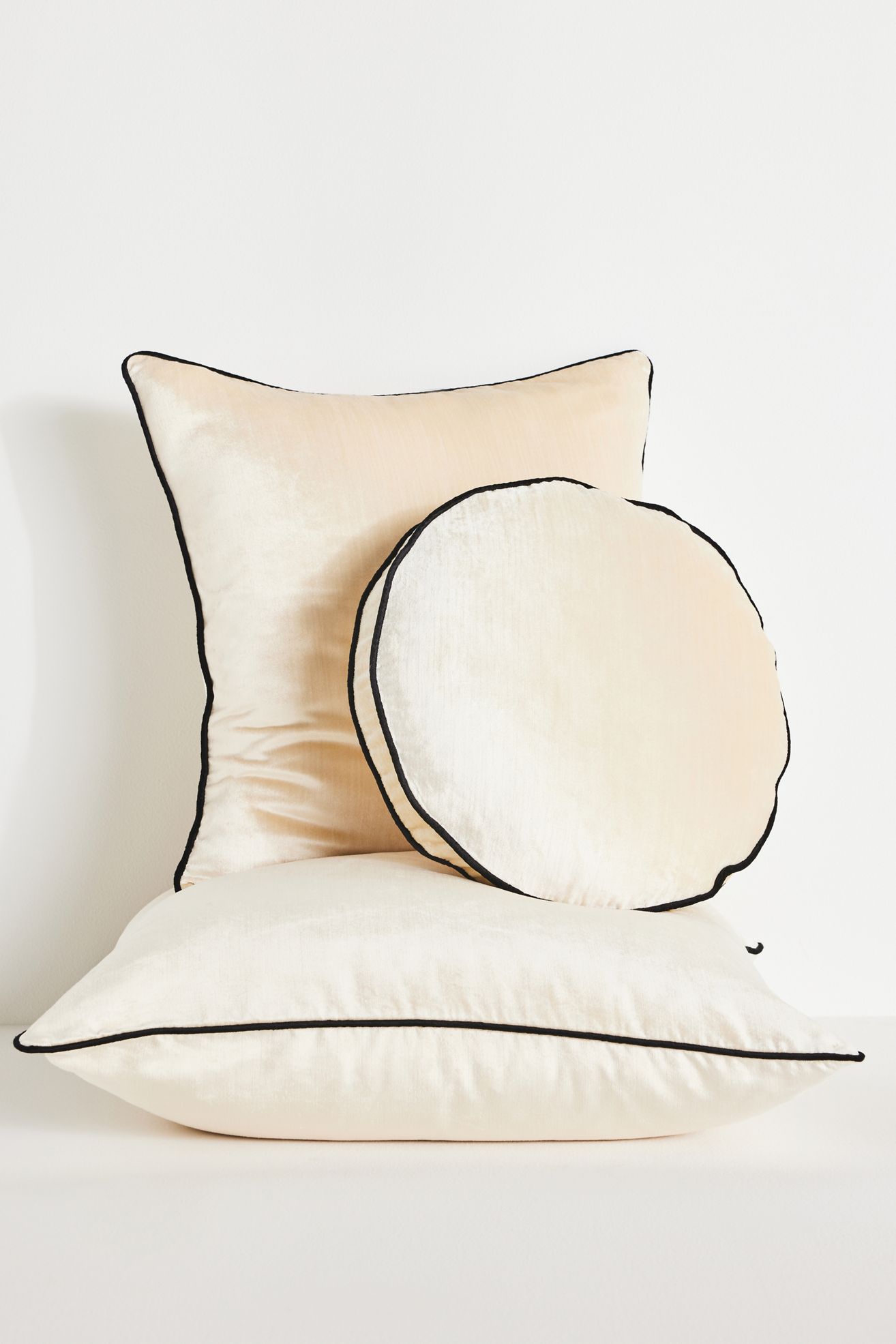 Adelina Velvet Pillow - Pearl, Standard, 18" X 18"