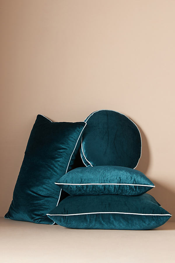 Anthropologie Adelina Velvet Pillow By  In Blue Size 18" Sq