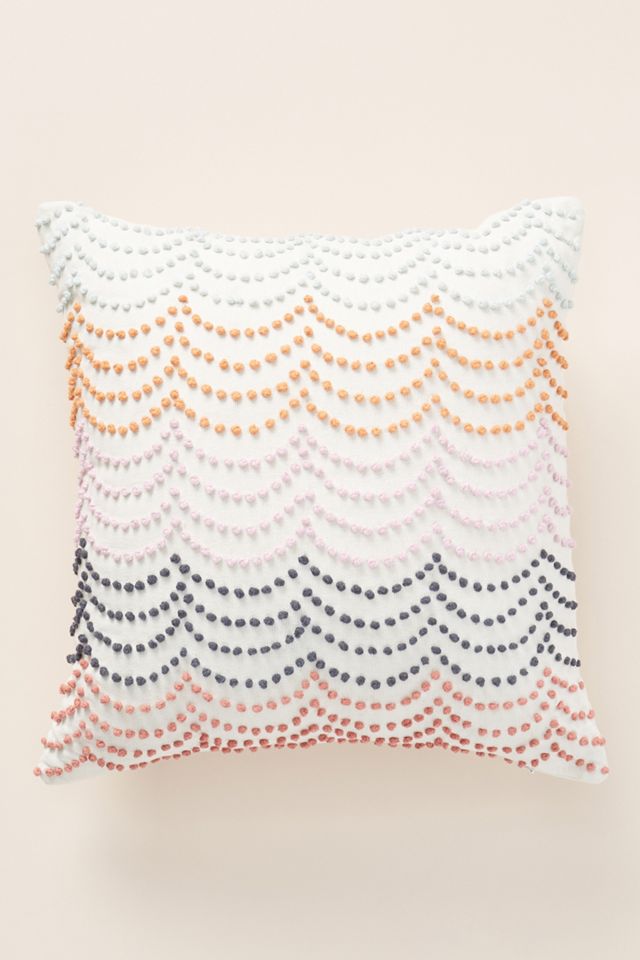 Rainbow-Striped Embroidered Pillow #1