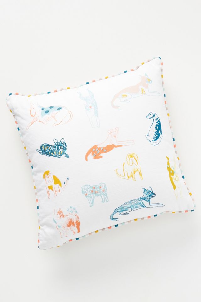 Embroidered Lounging Hound Pillow #1