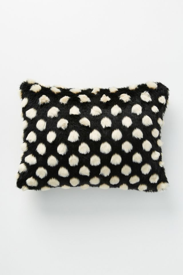 Polka Dot Faux Fur Pillow #1