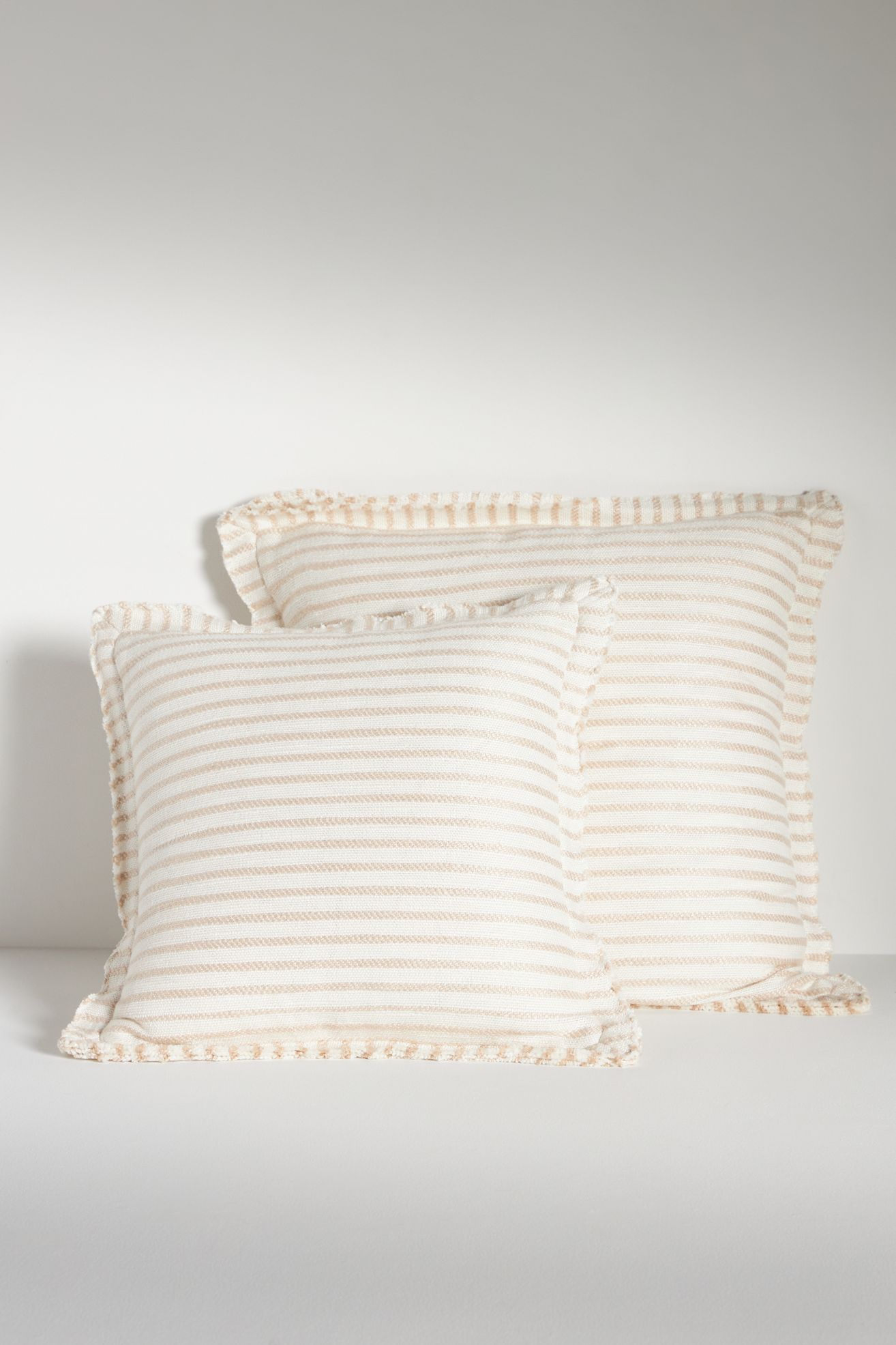 Luxe Linen Blend Pillow - Ivory & Natural Stripe, Standard, 18" X 18"