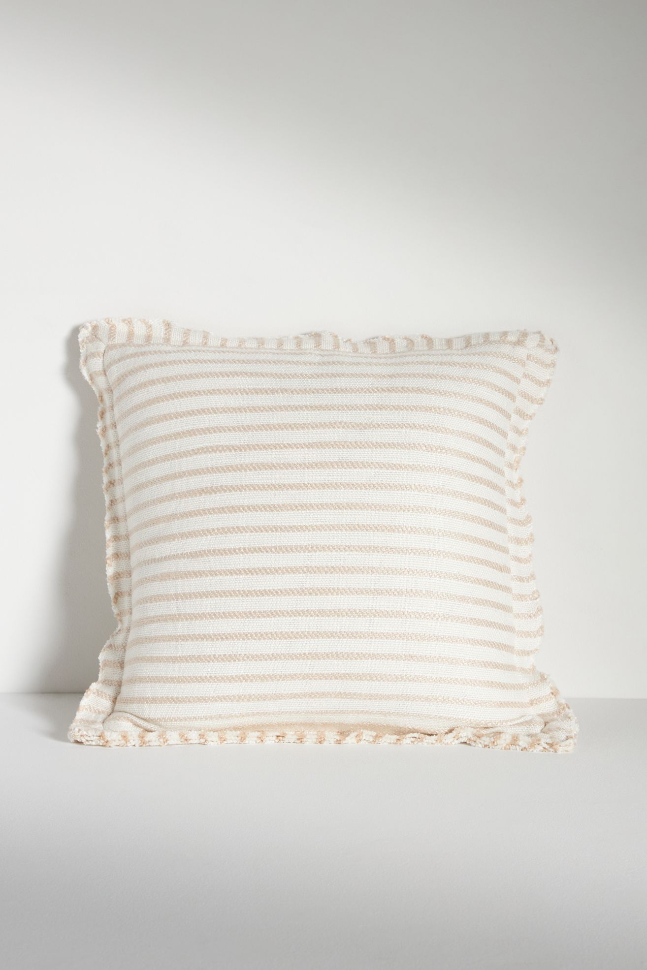 Luxe Linen Blend Pillow - Ivory & Natural Stripe, 18" X 18"