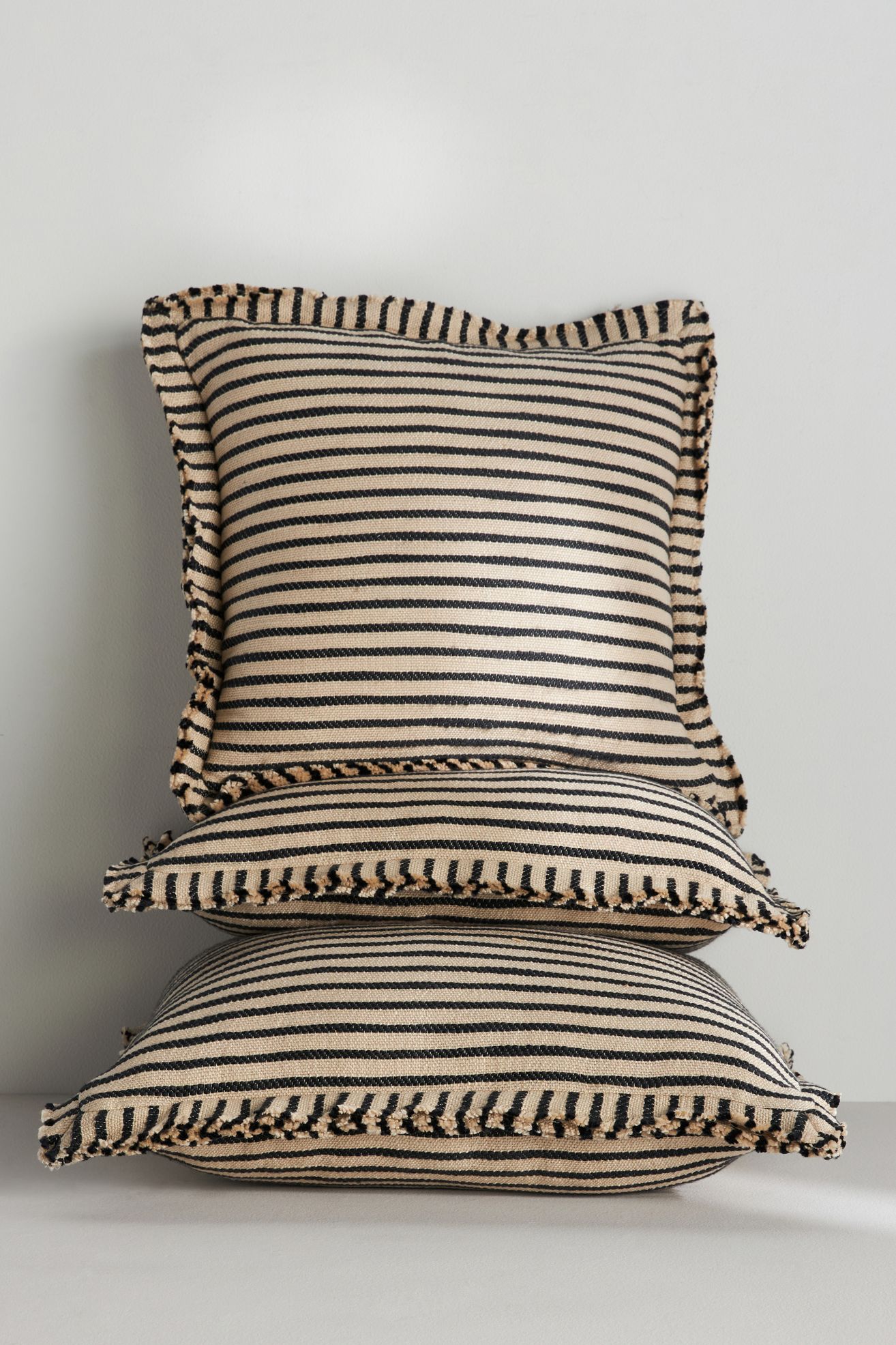 Luxe Linen Blend Pillow - Natural & Indigo Stripe, Standard, 18" X 18"
