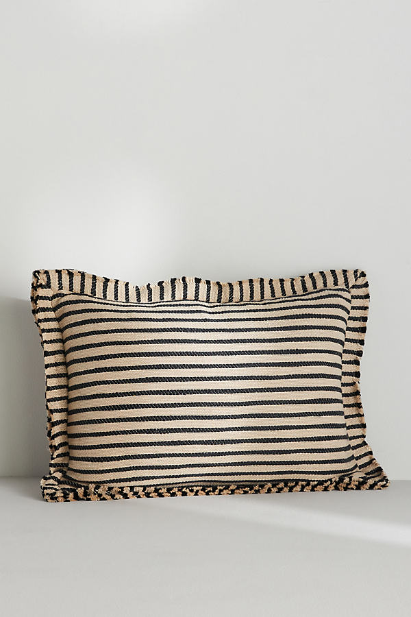 Anthropologie Luxe Linen Blend Pillow In Black