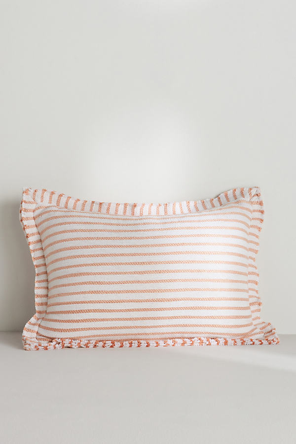 Anthropologie Luxe Linen Blend Pillow In Orange