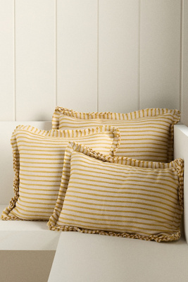 Anthropologie Luxe Linen Blend Pillow In Brown
