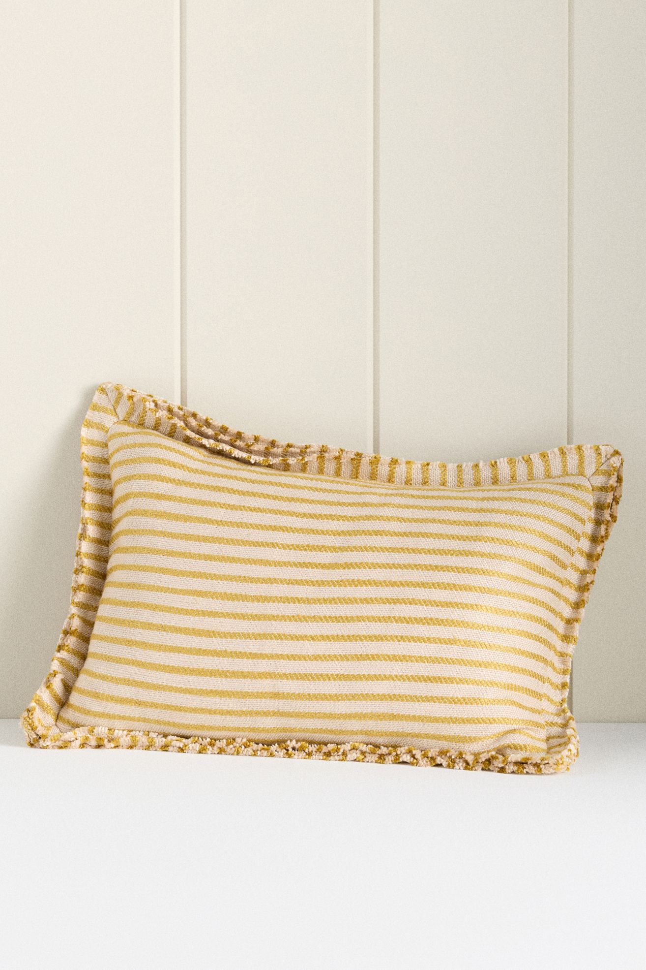 Luxe Linen Blend Pillow - Chartreuse & Neutral Stripe, 18" X 18"