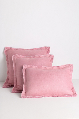 Anthropologie Luxe Linen Blend Pillow In Pink
