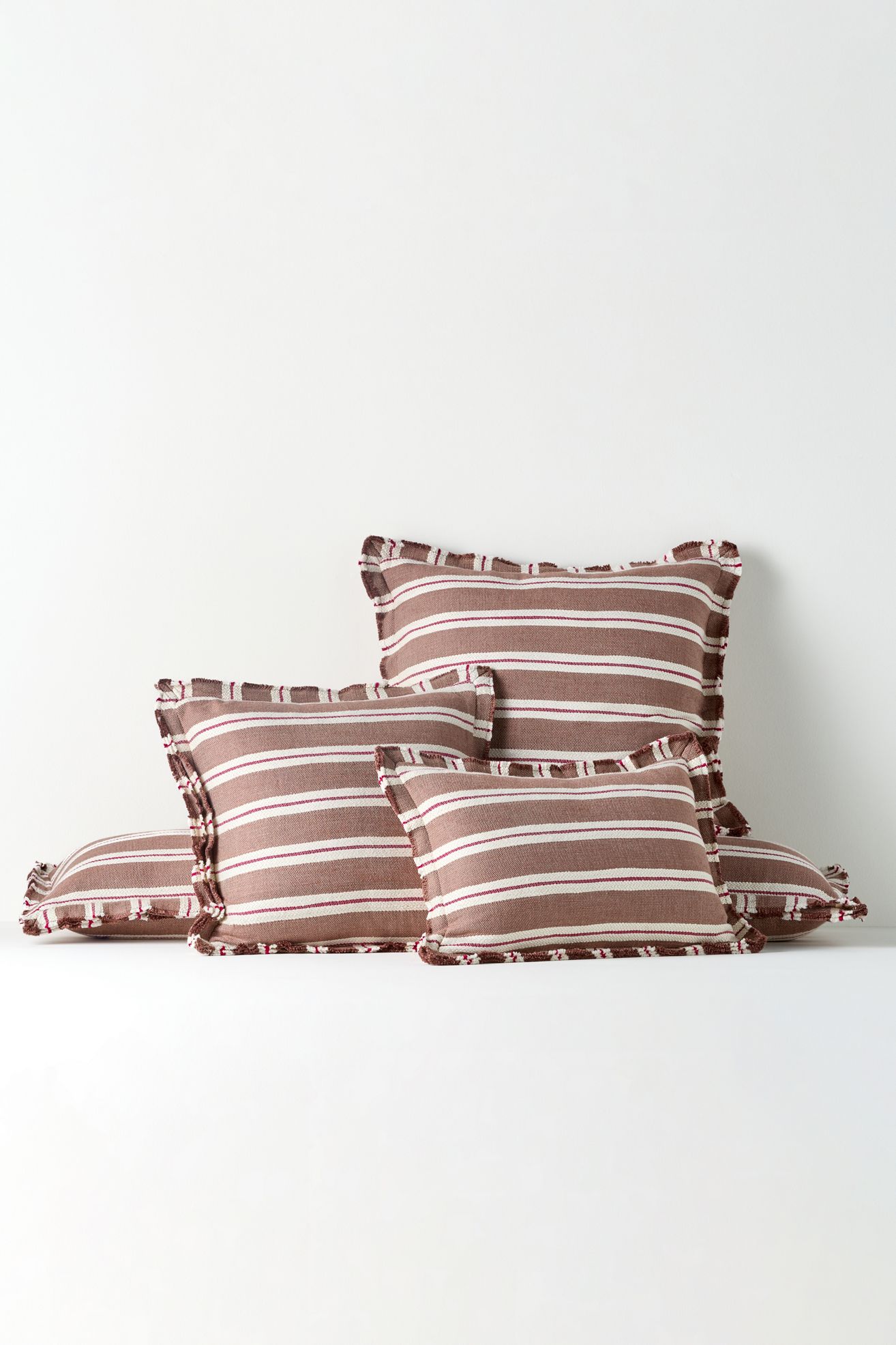 Luxe Linen Blend Pillow - Brown/Pink Stripe, 18" X 18"