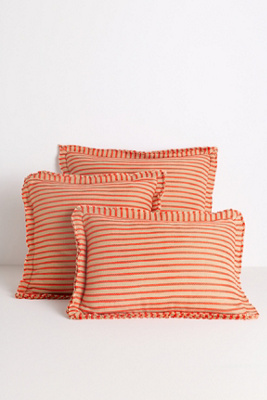 Anthropologie Luxe Linen Blend Pillow In Orange