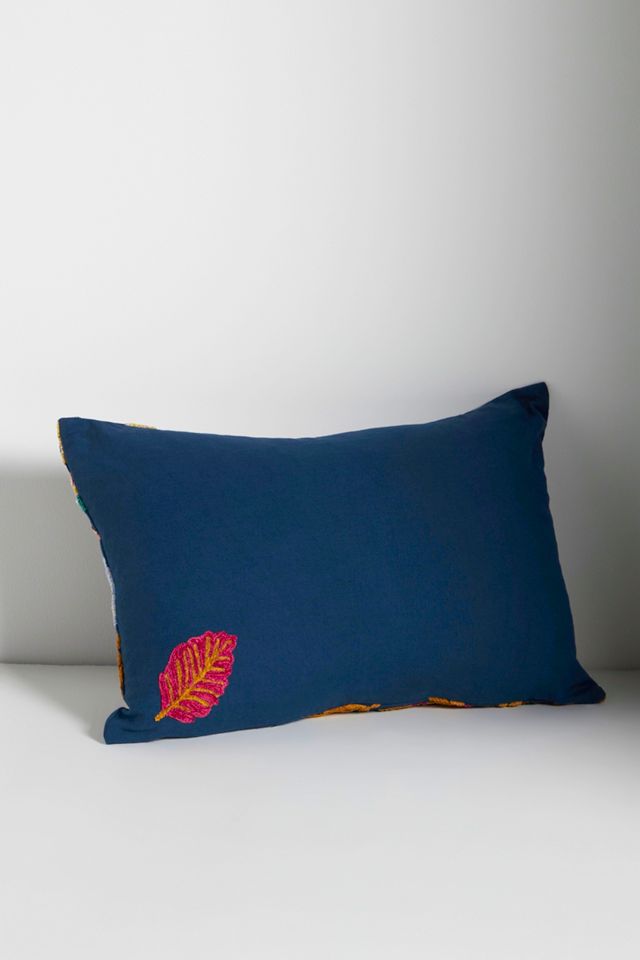 Embroidered Foliage Chenille Pillow #2